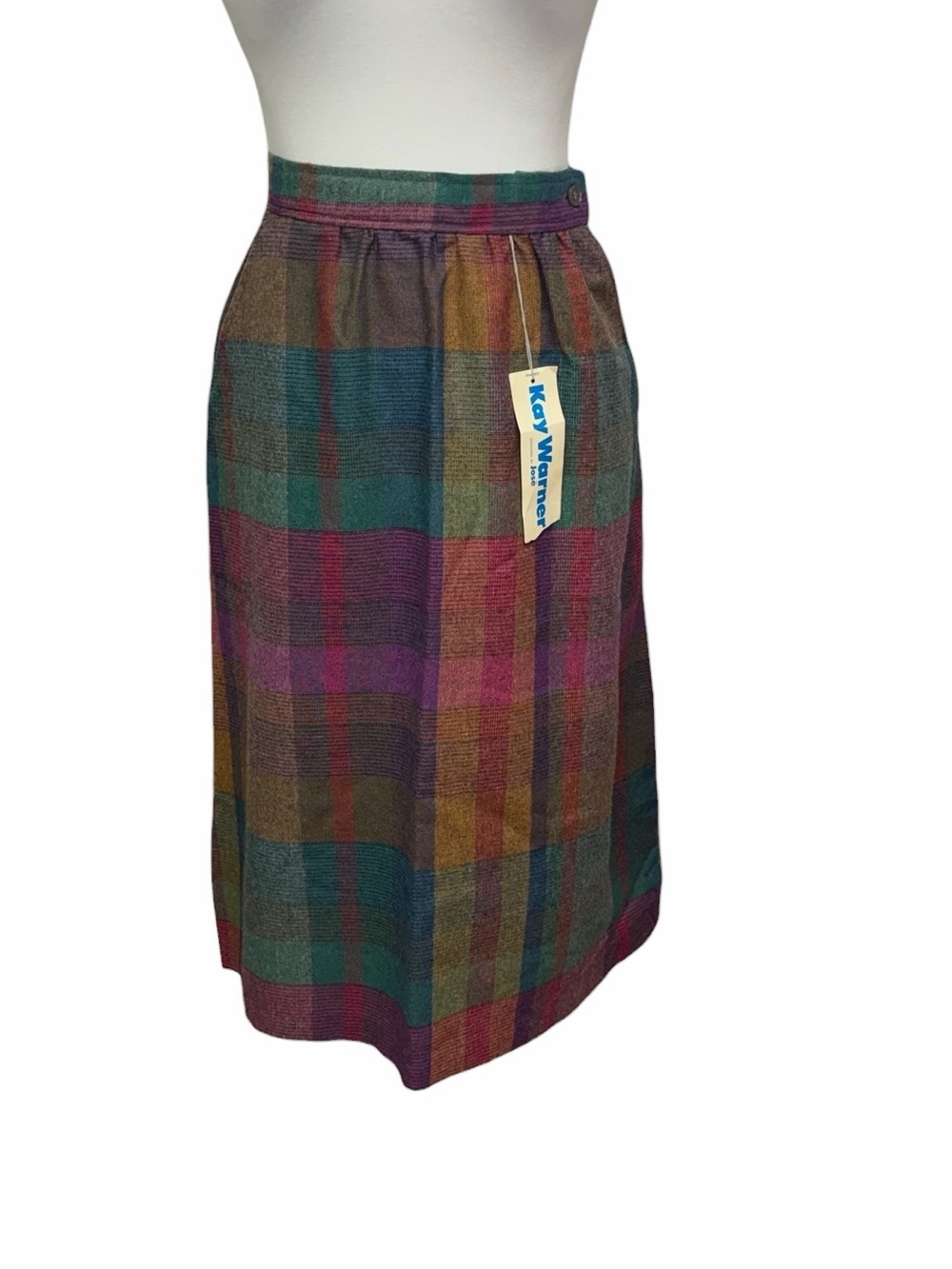 Kay Warner Multicolor Plaid A-Line Skirt